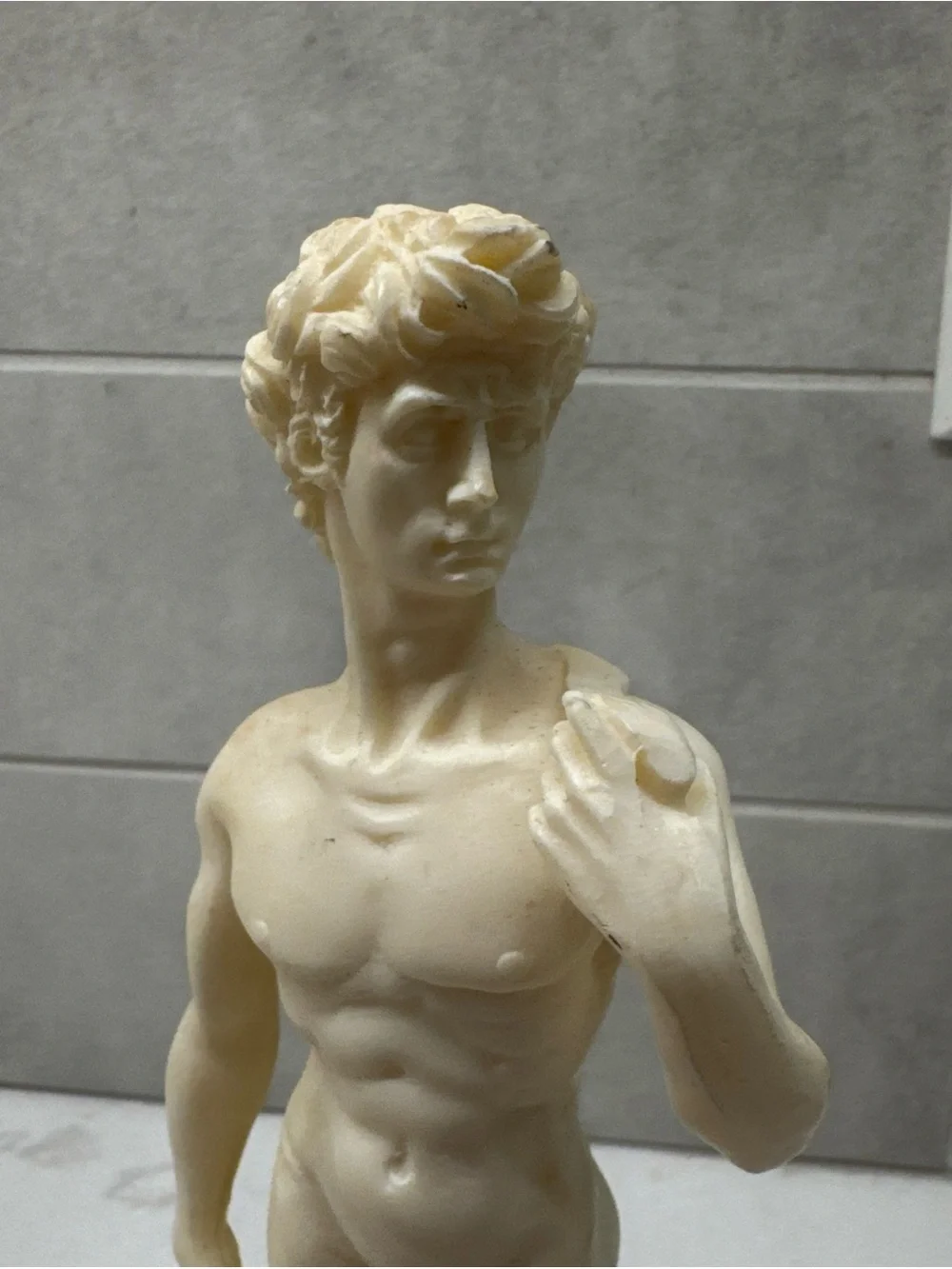 Ivory-Colored Classical Michelangelo David Statue Figurine
